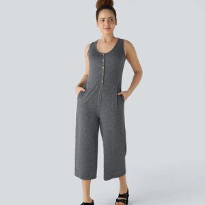 Women's Gray Sleeveless Jumpsuit
